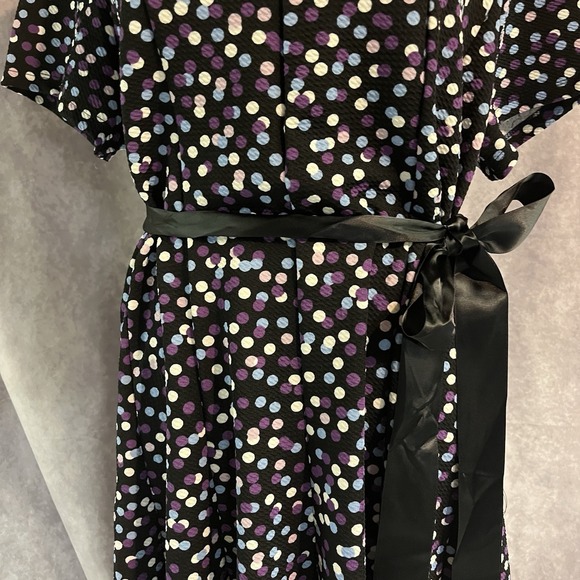 Avenue‎ Polka Dot Dress Black Purple Blue White 18/20 NWT Fit And Flair Retro - Picture 4 of 15